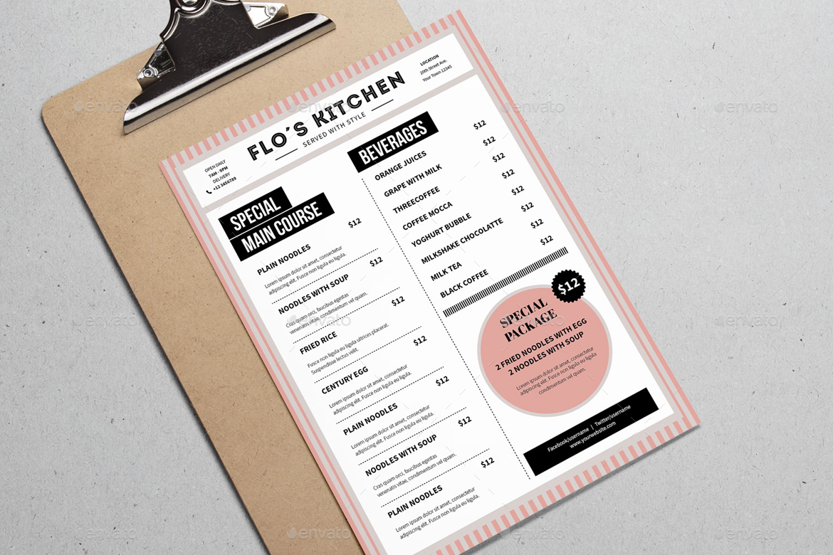 Stripes Menu Resto Template by me55enjah GraphicRiver